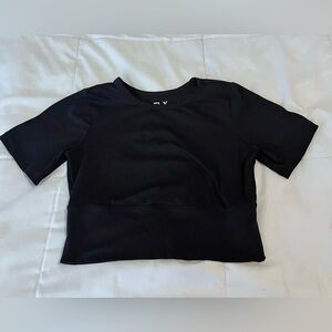 FLX Travel Leisure Black Affirmation Crop Top T Shirt Women's size XS